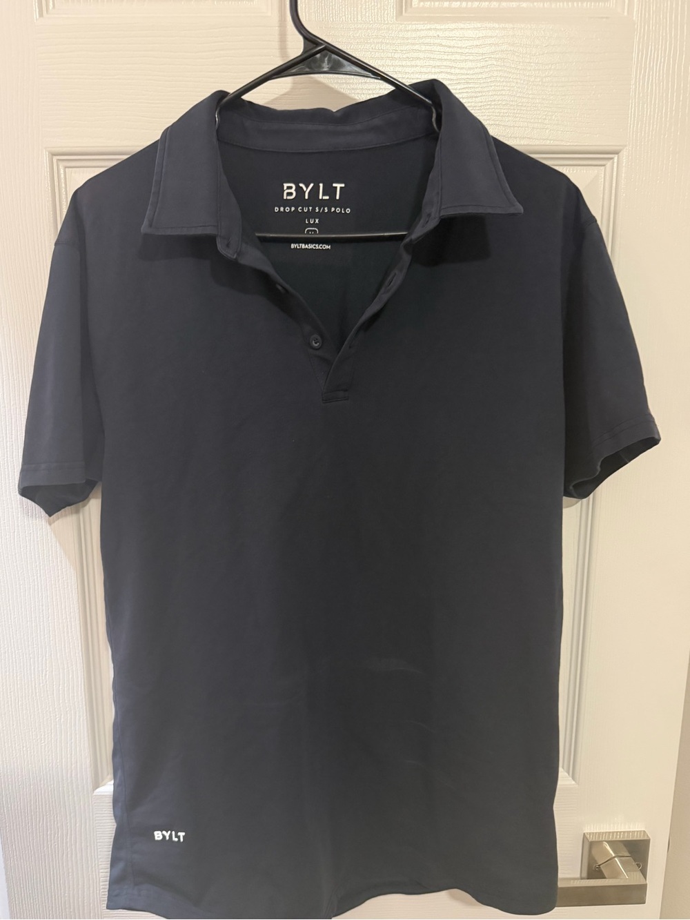 BYLT Basics Men’s Medium Navy Drop-Cut Lux Polo Short Sleeve Stretch Shirt